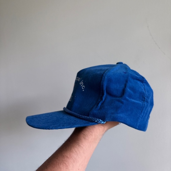 vintage CORDUROY Trucker hat JEAN RIOPEL DISMAT blue rope hat cap  snapback - Picture 4 of 7